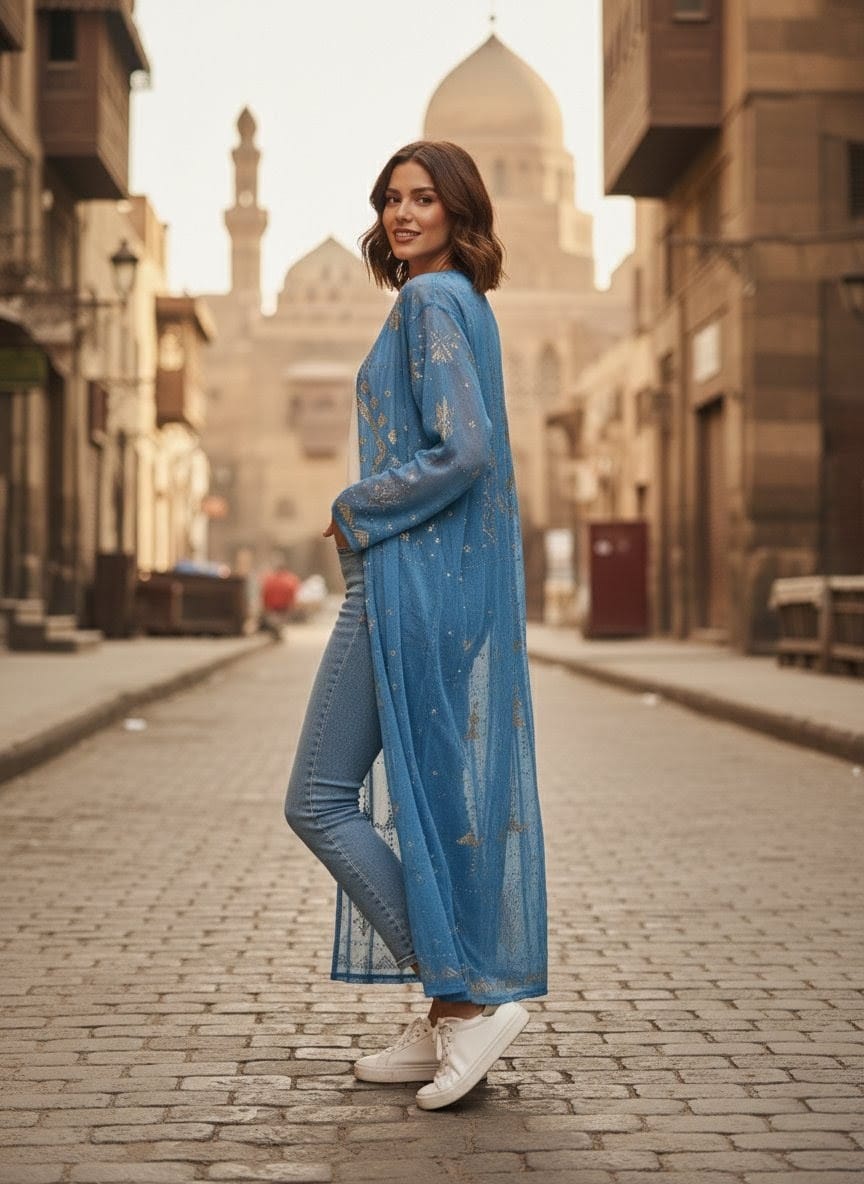 Tally tunic Embroidered w/ silver or golden strings- Authentic Egyptian Design by Ankh - M05