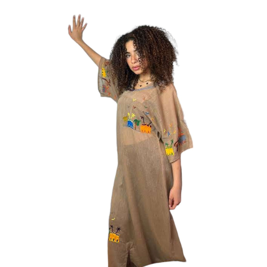 Gallabia - Egyptian Gown - Hand-made - Embroidered by hand - M02