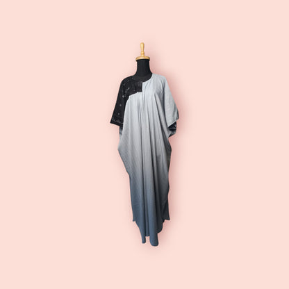Stripped Abaya - Hand-made - with Tally Embroideries by hand