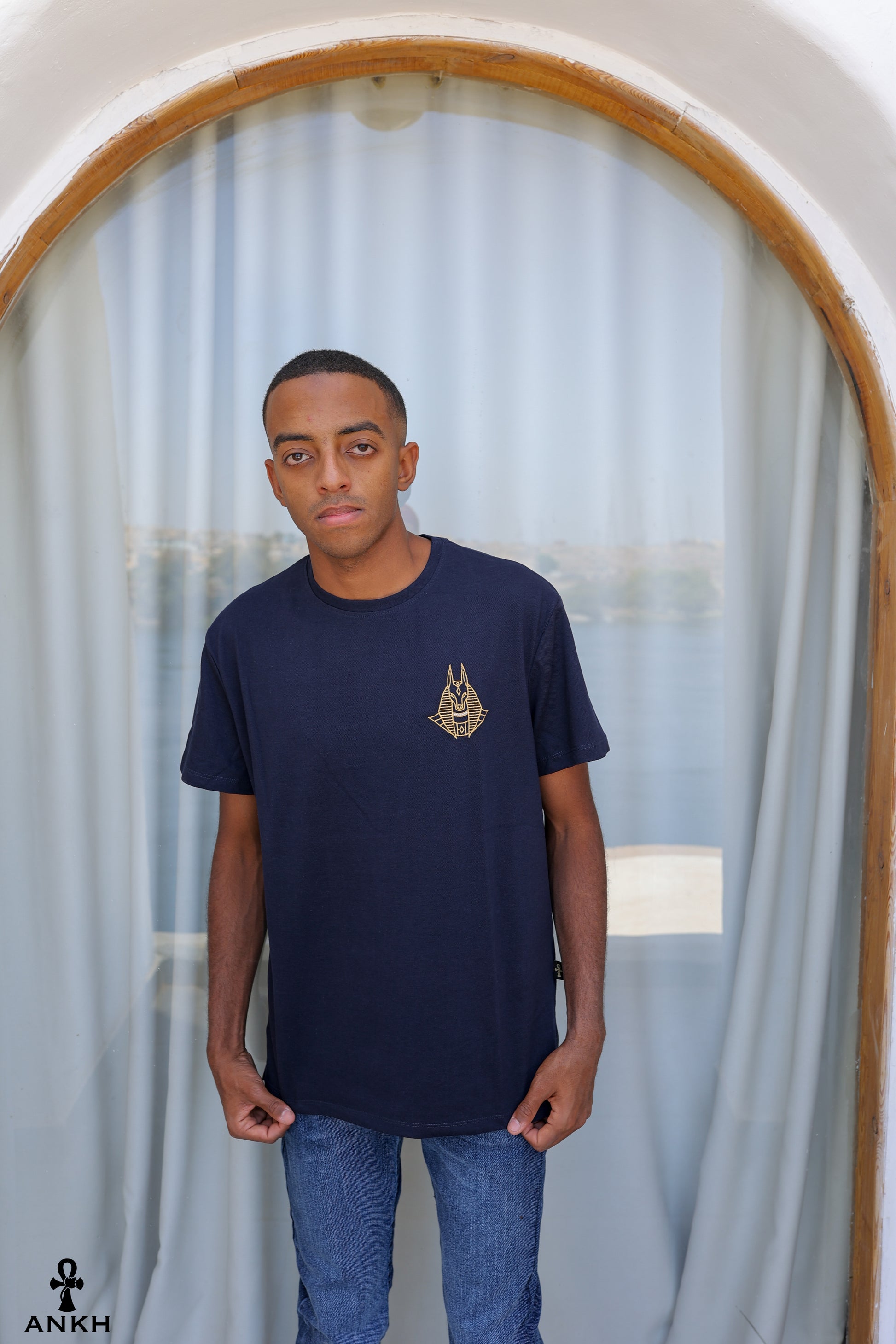 Egyptian god Anubis t-shirt unisex t-shirts - basics - basic t-shirts for men and women by Egyptian Brand Ankh Egy for fashion and style shop in Egypt