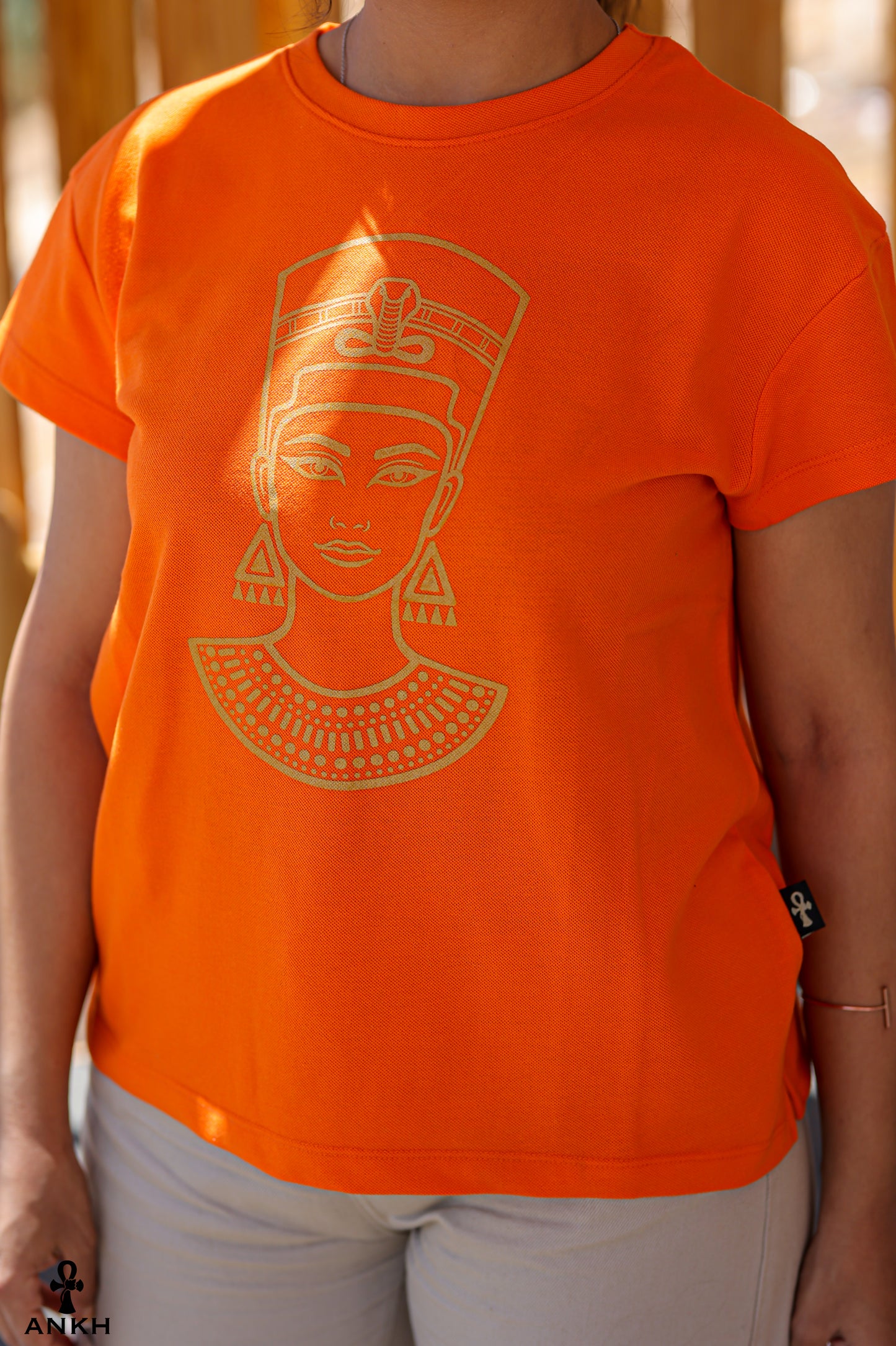 100% cotton tshirt, premium cotton t-shirts with cleopatra print by Egyptian brand Ankh Egypt for authentic Egyptian fashion