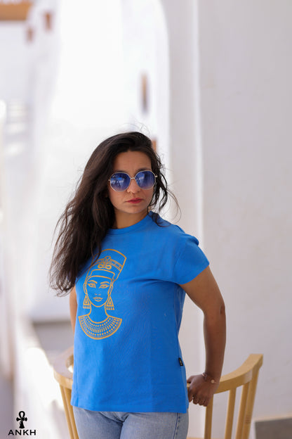 100% cotton tshirt, premium cotton t-shirts with cleopatra print by Egyptian brand Ankh Egypt for authentic Egyptian fashion