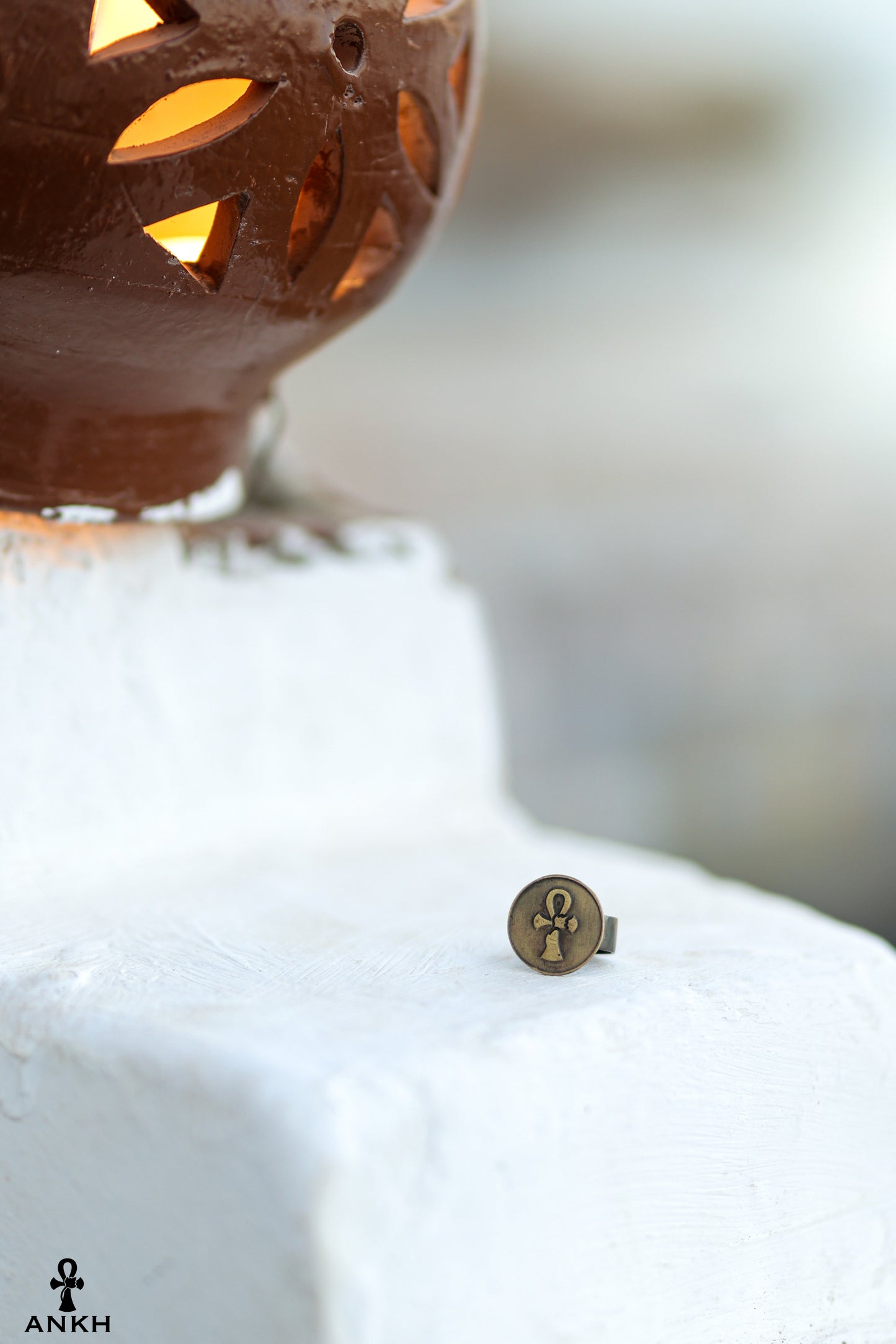 Statement ring: Gleaming copper band engraved with the iconic Ankh symbol. Unique Egyptian jewelry, perfect gift, symbol of life, eternity, and divine union