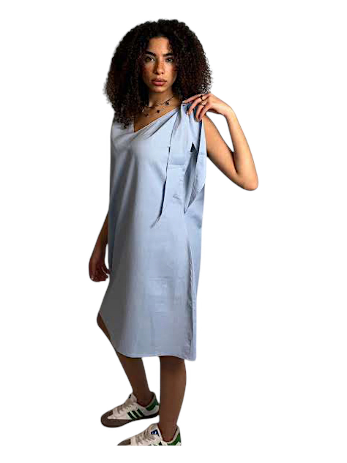 Ieya_ Short Linen Dress with tie-able Straps