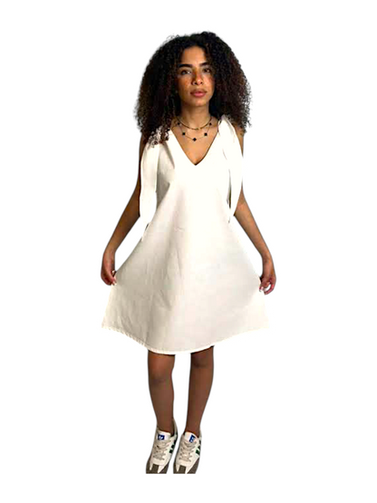 Ieya_ Short Linen Dress with tie-able Straps