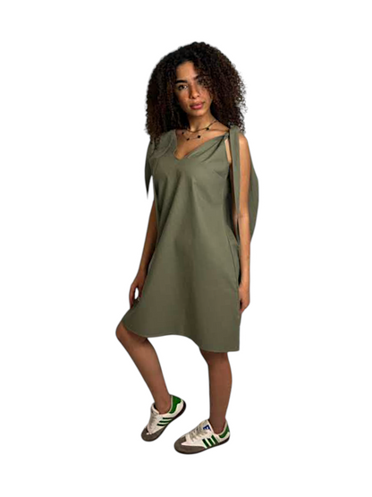 Ieya_ Short Linen Dress with tie-able Straps