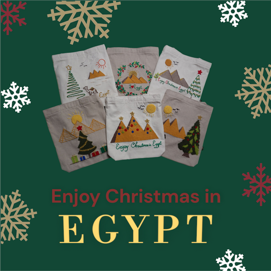 Embroidered Christmas Cotton Tote Bags – Christmas in Egypt Collection by Ankh