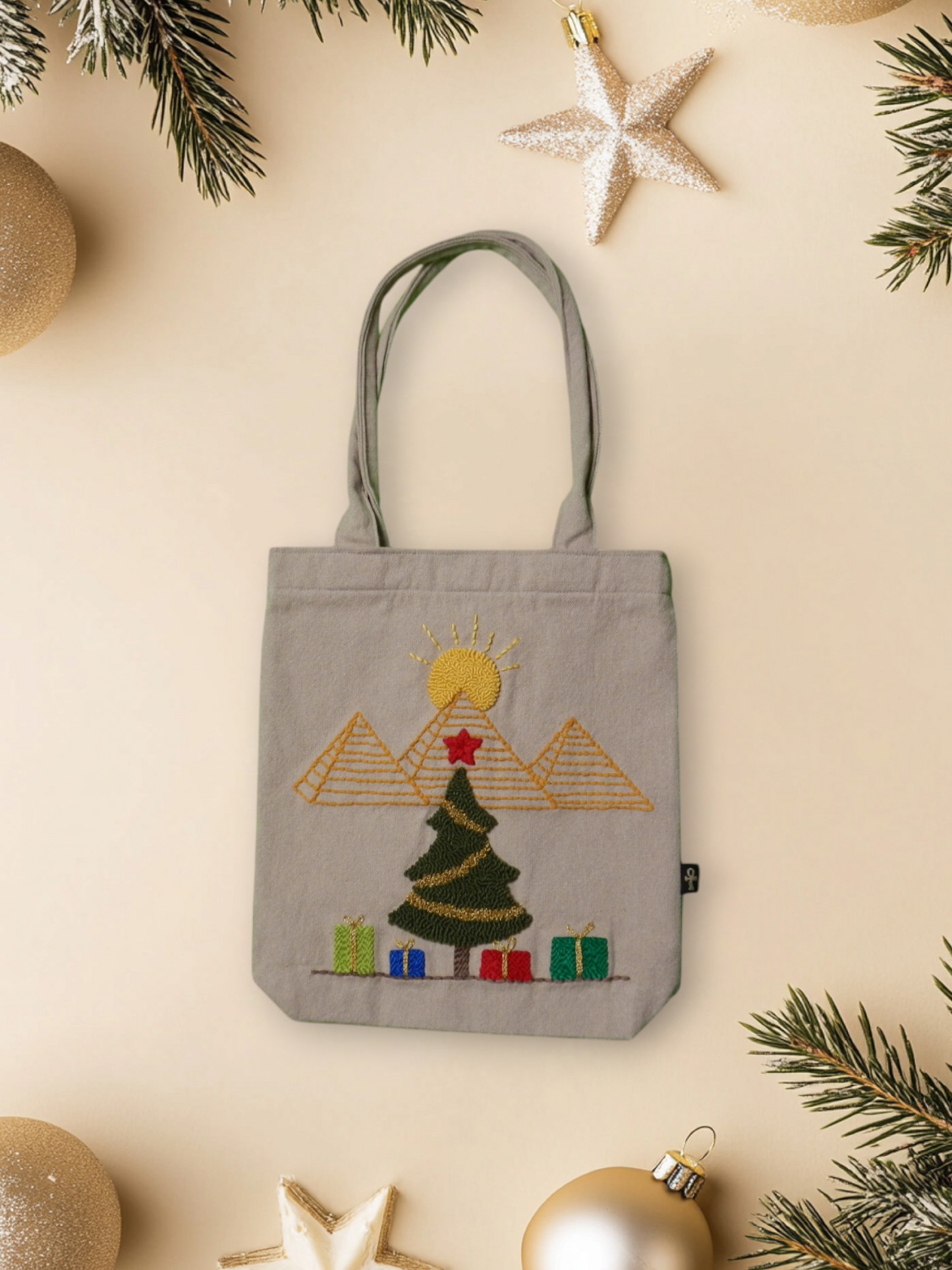 Embroidered Christmas Cotton Tote Bags – Christmas in Egypt Collection by Ankh