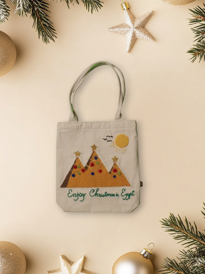 Embroidered Christmas Cotton Tote Bags – Christmas in Egypt Collection by Ankh