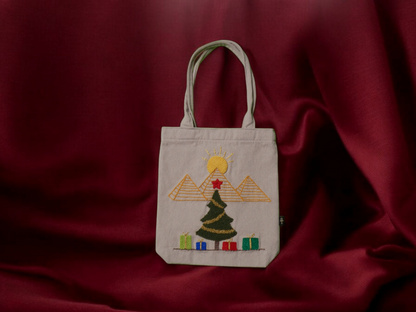 Embroidered Christmas Cotton Tote Bags – Christmas in Egypt Collection by Ankh