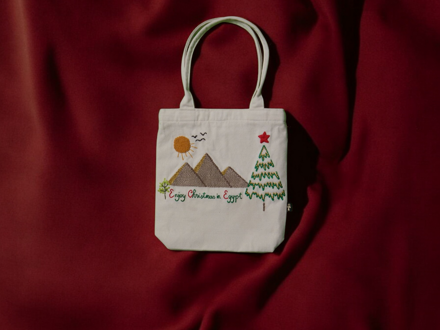 Embroidered Christmas Cotton Tote Bags – Christmas in Egypt Collection by Ankh