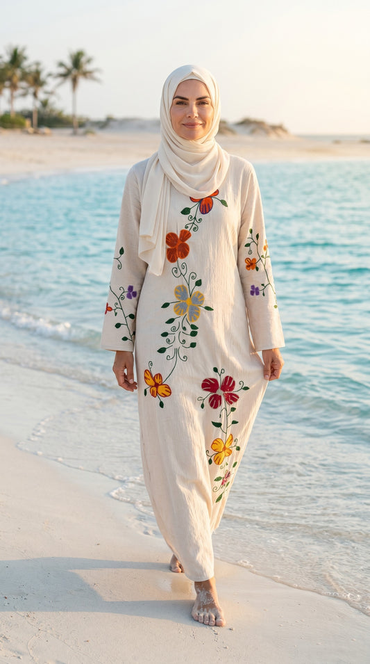Hand-made Egyptian Gallabia Embroidered by hand - ANKH Gallabia