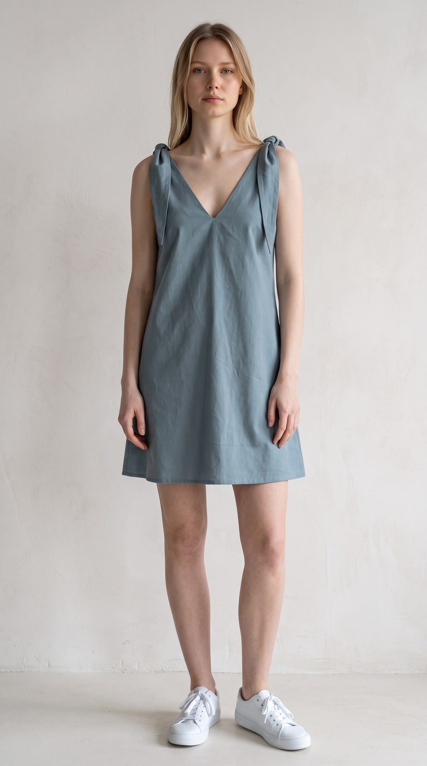Ieya - Short Linen Dress with tie-able Straps