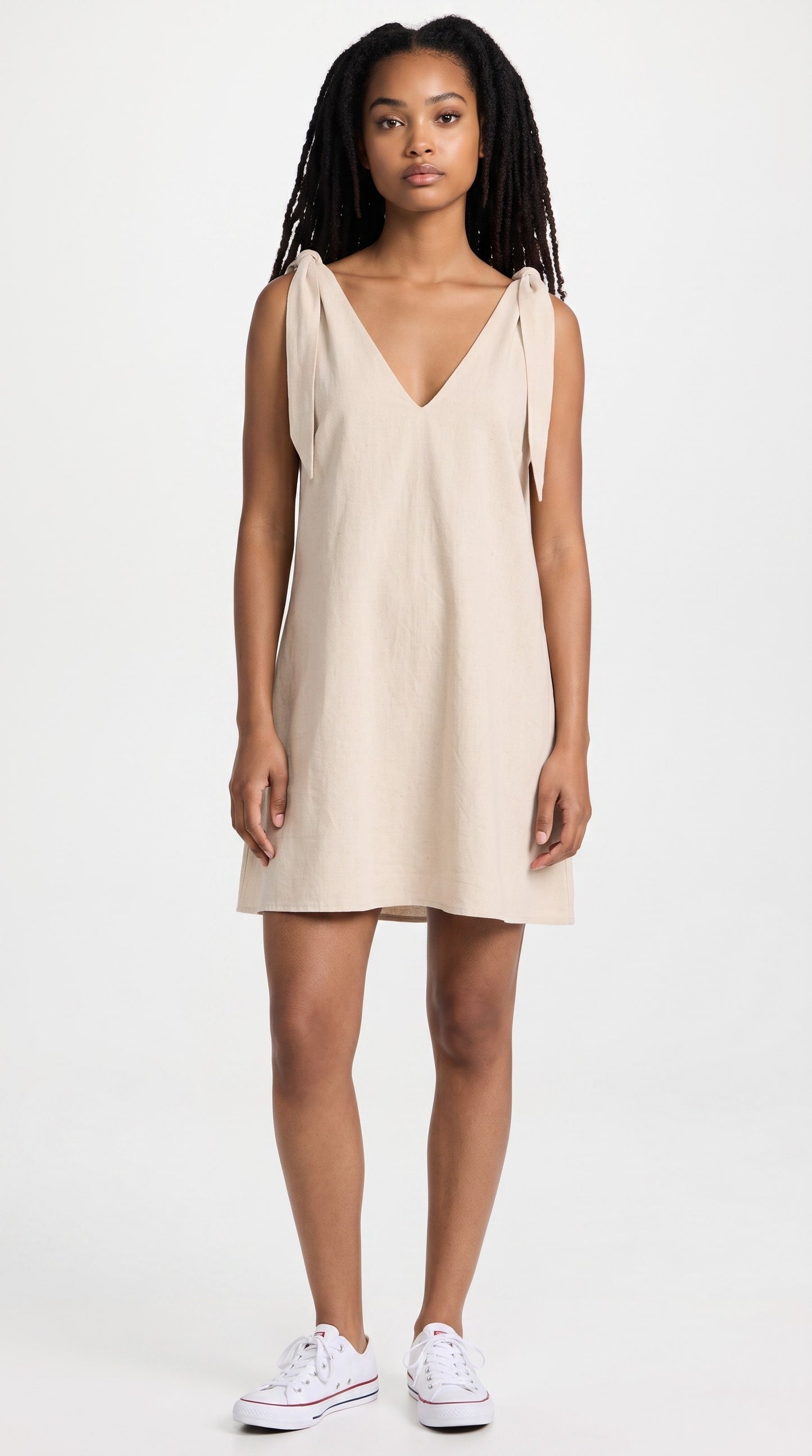 Ieya - Short Linen Dress with tie-able Straps