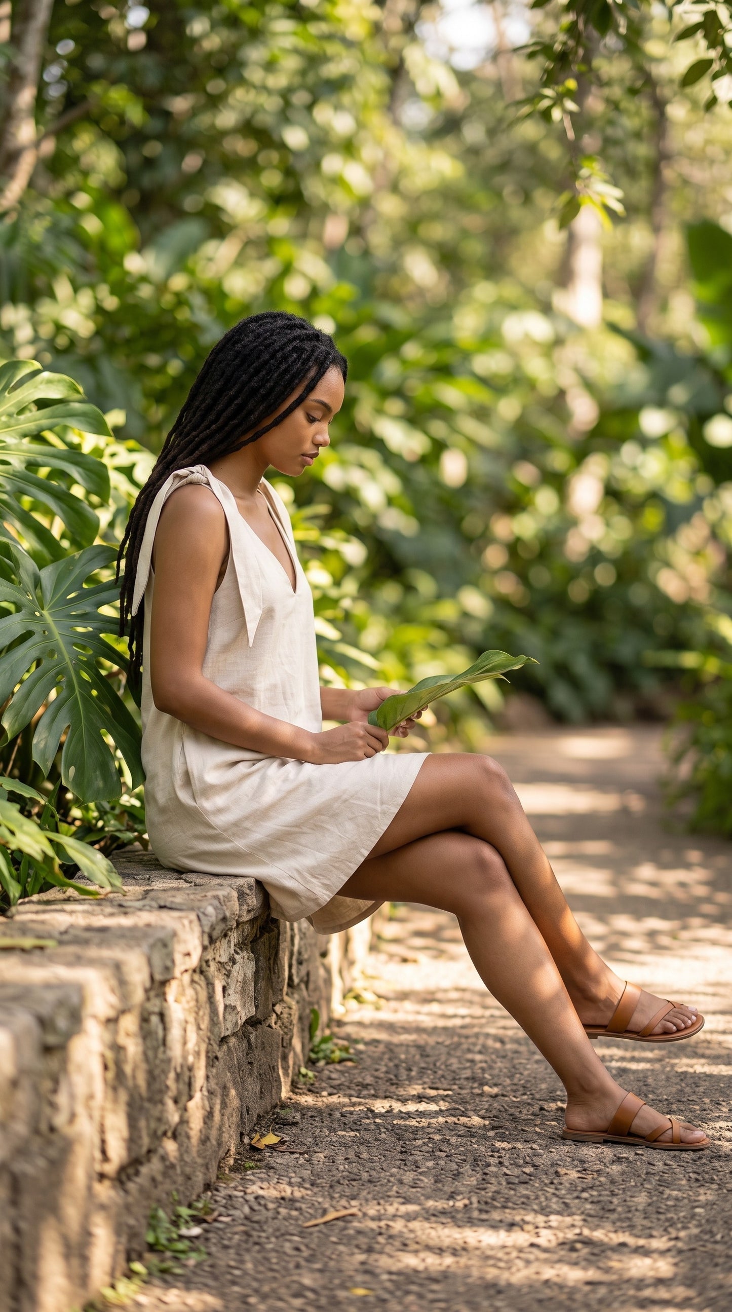 Ieya - Short Linen Dress with tie-able Straps
