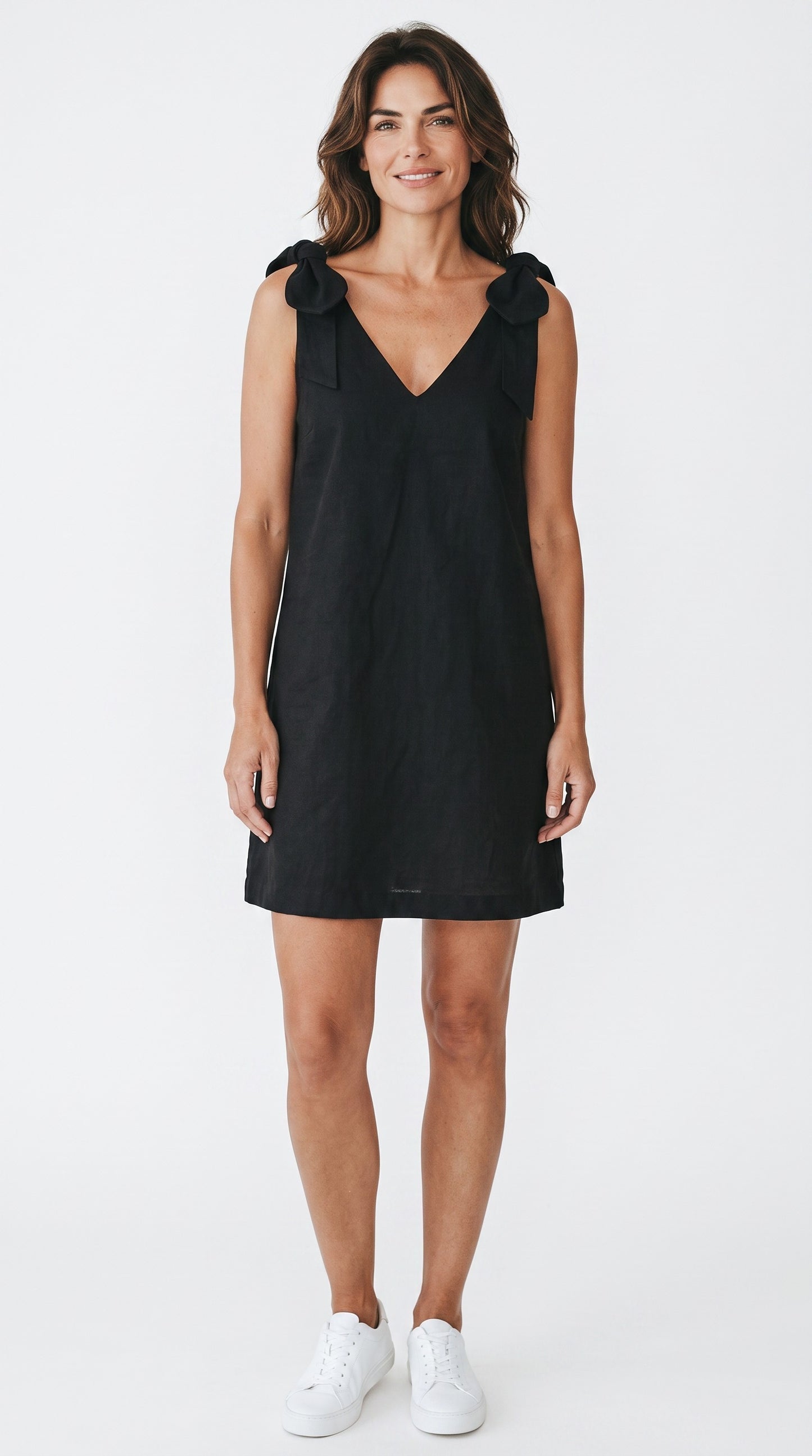 Ieya - Short Linen Dress with tie-able Straps