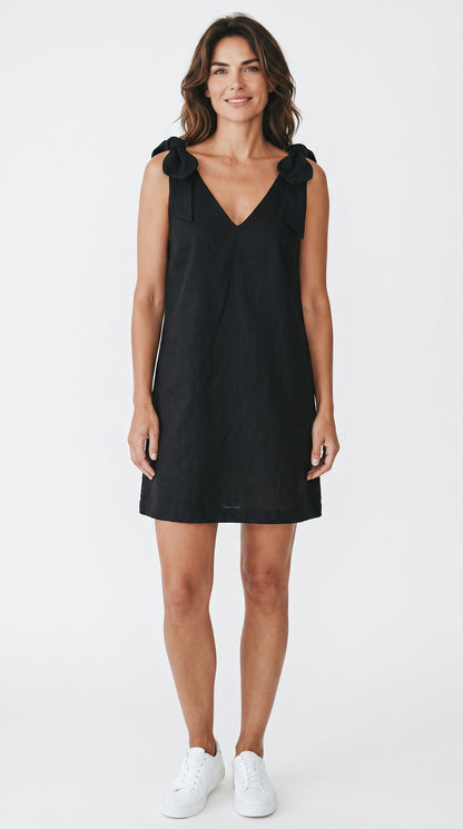Ieya - Short Linen Dress with tie-able Straps
