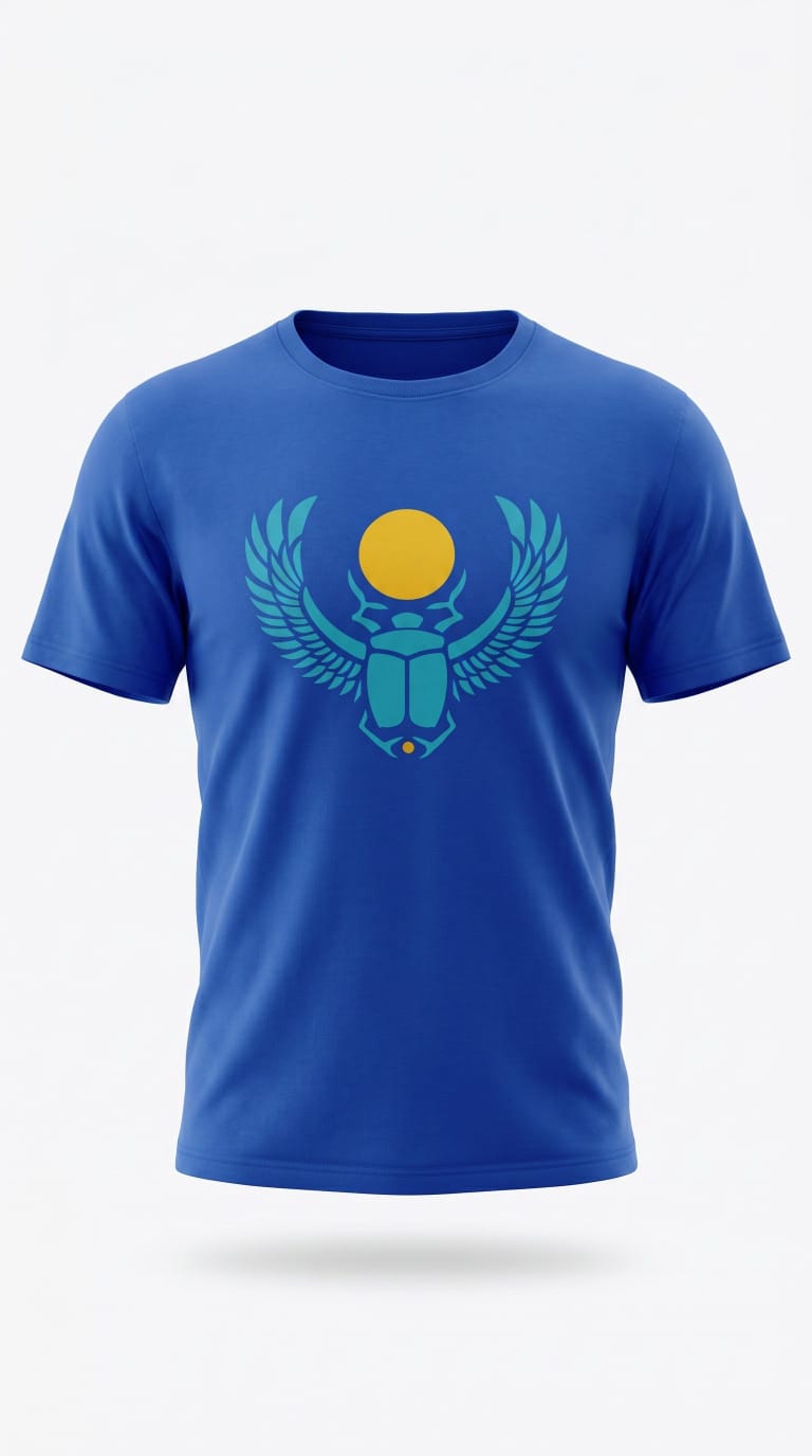 ANKH 100% Cotton T-Shirt For Men - Large Khepri Symbol Print