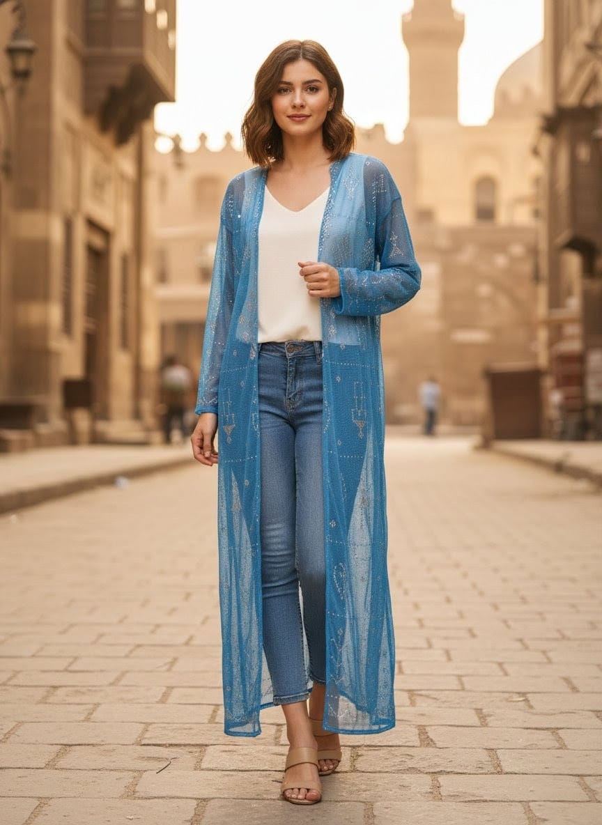 Tally tunic Embroidered w/ silver or golden strings- Authentic Egyptian Design by Ankh - M05