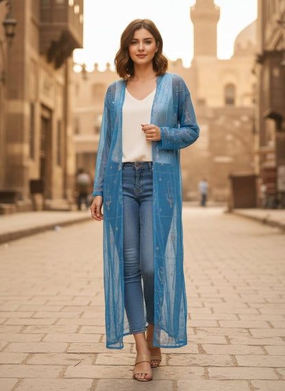 Tally tunic Embroidered w/ silver or golden strings- Authentic Egyptian Design by Ankh - M05