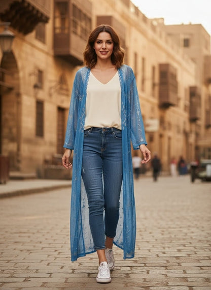 Tally tunic Embroidered w/ silver or golden strings- Authentic Egyptian Design by Ankh - M05