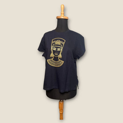ANKH 100% Cotton T-Shirt - Egyptian Queen Cleopatra Print