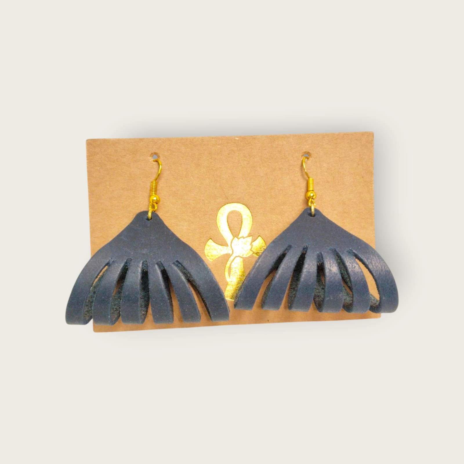 Genuine Leather Fringe Earrings | ANKH Egyptian Royalty Handmade Boho Statement Jewelry