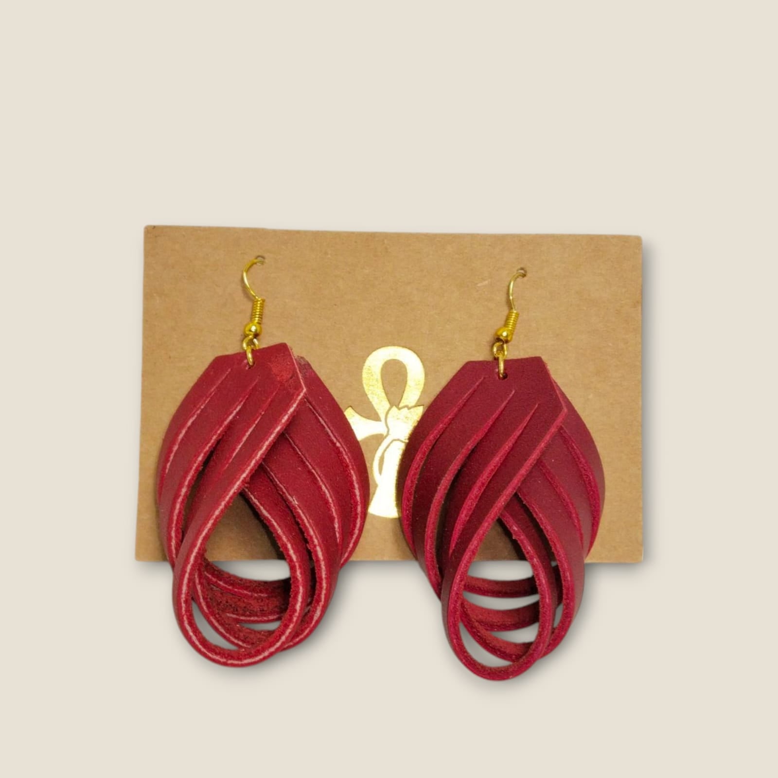 Genuine Leather Layered Loop Earrings - ANKH Handmade Statement Jewelry