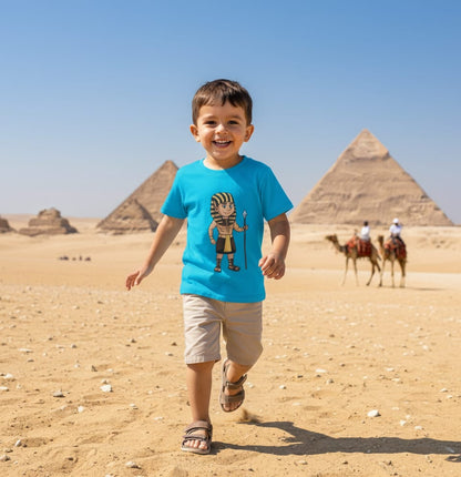 ANKH 100% Cotton T-Shirt for Kids - Egyptian King Ahmose print