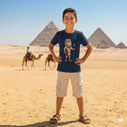 ANKH 100% Cotton T-Shirt for Kids - Egyptian King Ahmose print
