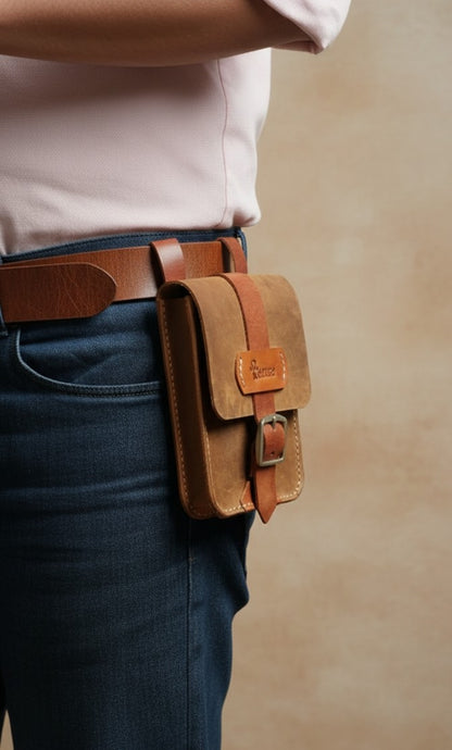 ANKH Hand-Made Genuine Leather Cross Portable Bag