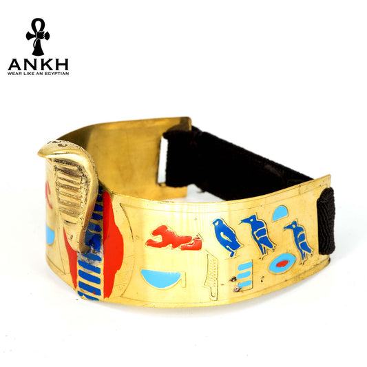 Brass Egyptian Arm Wrap at Ankh Clothing Shop. Designed and marked with symbols and signs of ancient Egypt with this striking accessory that merges history and style.  Handcrafted