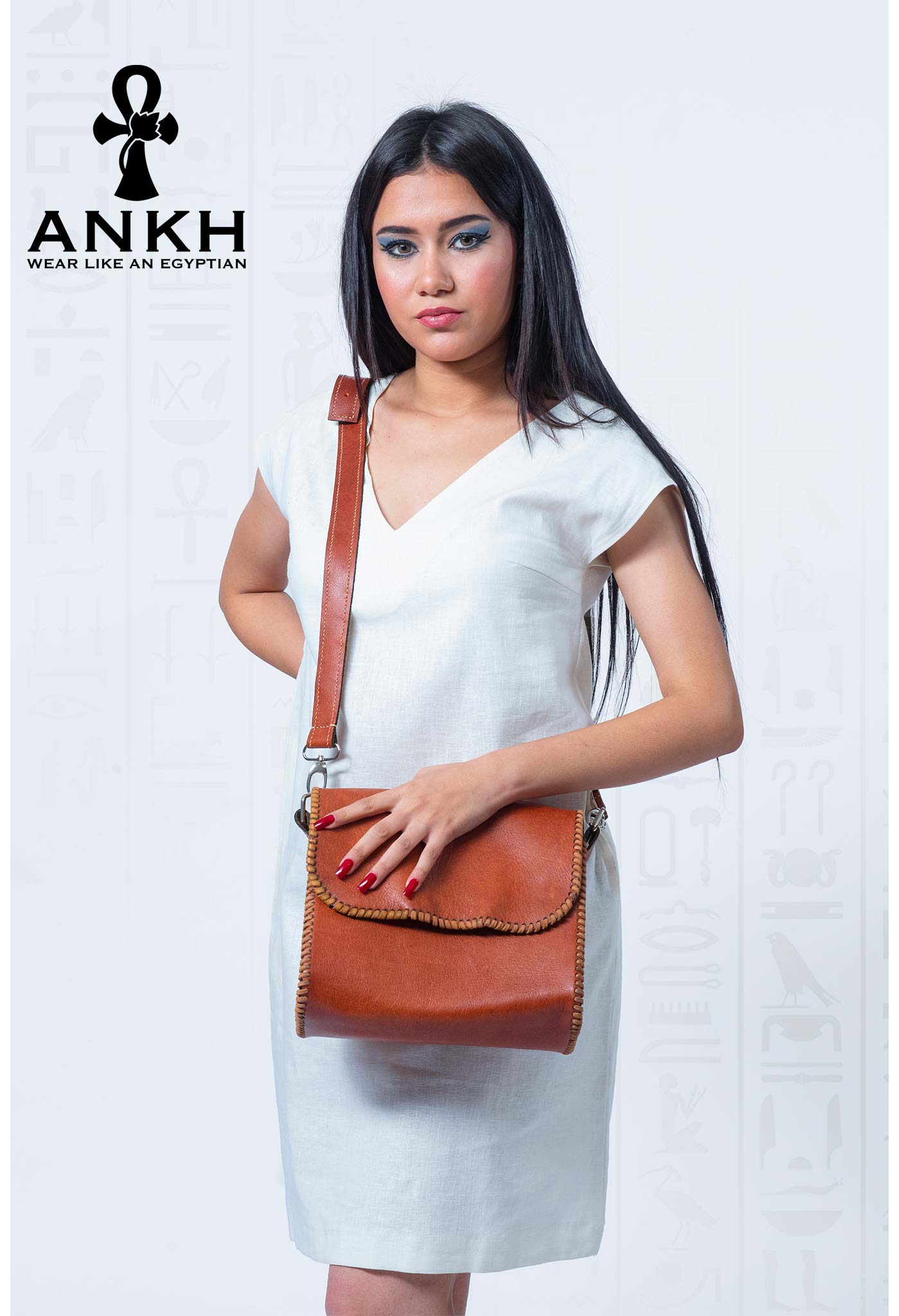 ANKH’s exclusive dress, intricately designed for the modern Egyptian culture enthusiast. Adorned with a unique, upper-class necklace, this piece is a must-have for tourists seeking an authentic Egyptian aesthetic